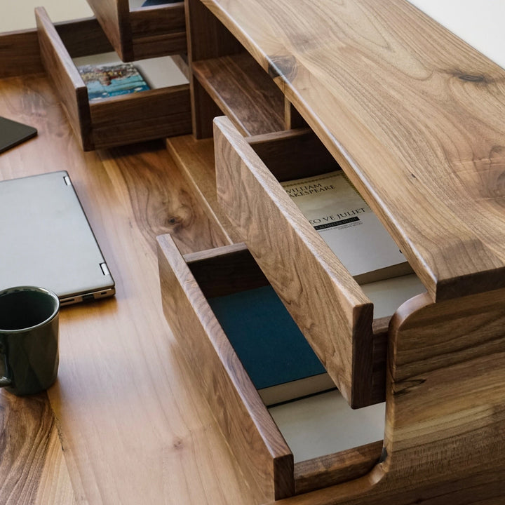 Ceviz Çekmeceli Çalışma Masası| El Yapımı Mobilya | Yazı Masası | Ev Ofis Masası - Furni Treasure
